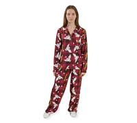 Harry Potter Pigiama da Donna a Maniche Lunghe e Gambe Lunghe a Quadri Rossi di Hedwig con Colletto e Bottoni da Film Classico con Marchio | Merchandising