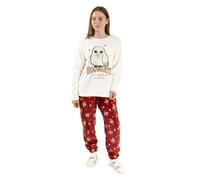 Harry Potter Pigiama da Donna a Maniche Lunghe e Gambe Lunghe di Hedwig in Pile Caldo Rosso e Crema | Design della Scuola di Magia e Stregoneria di Hogwarts | Merchandising