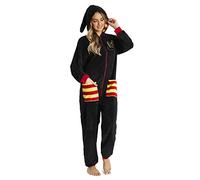 Harry Potter Pigiama Intero Donna, Pigiamone in Pile Unisex S-XL, Merchandise Ufficiale, Regalo Originale (Nero, L)