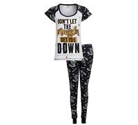 HARRY POTTER - Pigiama Set, T-Shirt + Pantaloni, Indumenti da Notte per Donna (Medio, Bianco/Nero)