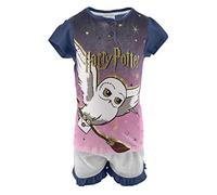 Harry Potter Pigiami per Ragazza, T-Shirt e Pantaloncini Set 2 Pezzi per Ragazze, Morbido Cotone, Design Hedwig Pigiama Bambina, Taglia 6 Anni, Blu