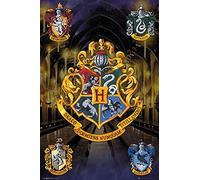 Harry Potter Poster Hogwarts con tutti gli stemmi della casa + confezione regalo bianca
