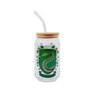 Harry Potter Serpe Verde Casa Mascotte Vetro Tumbler Con Bambù Coperchio &