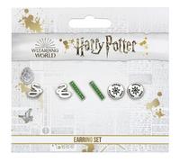 Harry Potter Set 3 Paia di Orecchini Serpeverde Slytherin Ufficiali Argento