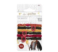 Harry Potter - Set 6 elastici per capelli Grifondoro - acconciature facili quotidiane - colori e stemma Grifondoro - routine per bambini e adulti - accessori ufficiali Hogwarts