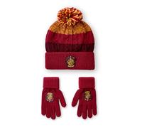Harry Potter Set cappello e guanti per bambini | Ragazzi Ragazze Grifondoro Corvonero Serpeverde Tassorosso Opzioni Casa Berretto con Pom Pom Lavorato a Maglia | Magico cappello