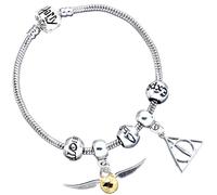 Harry Potter Set Ciondoli Argento Boccino D'Incantesimo Perline Bracciale