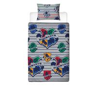 Harry Potter Set Copripiumino Singolo Coraggioso Grigio Righe Stemmi Kids 2-in-1