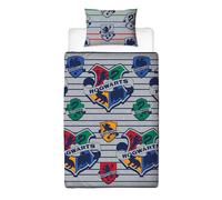 Harry Potter Set Copripiumino Singolo Coraggioso Grigio Righe Stemmi Kids 2-in-1