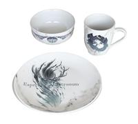 Harry Potter, set da tavola da 3 pezzi (Always Design), tazza da caffè, piatto e ciotola, in confezione regalo, prodotto ufficiale