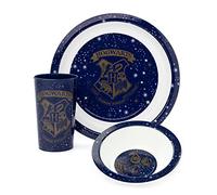 Harry Potter Set di stoviglie da 3 pezzi | Stoviglie per bambini Piatto Ciotola Tumbler Cup | Hogwarts School Wizardry Witchcraft | Ragazzi Ragazze Magico Blu Merchandising