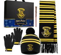 Harry Potter Set Invernale Bambino 4 Pz con Guanti Invernali Berretto Sciarpa Bacchetta Hogwarts, Regalo Bambini