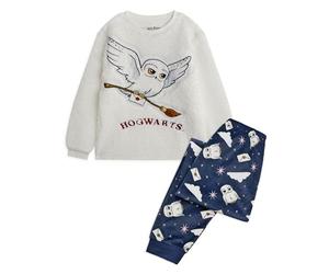Harry Potter Set Pigiama per Bambini | Top in Pile Sherpa a Maniche Lunghe Hedwig di Hogwarts e Pantaloni Loungewear con Stampa Integrale | Pacchetto Completo di Indumenti da Notte Coordinati