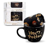 Harry Potter Set Regalo Tazza e Calzini Donna Adolescenti, Hogwarts Calze al Polpaccio e Tazze Ceramica (Tazza e calzini neri, Tazza: 325ml, Calzini, 35/40 EU)