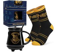 Harry Potter Set Regalo Tazza e Calzini Donna Adolescenti, Hogwarts Calze al Polpaccio e Tazze Ceramica (Calzini neri con tazza e cucchiaio, Tazza: 450 ml, Calzini, 35/41 EU)