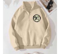 Harry Potter, stampa digitale con motivo "Bilanciamento 9¾ a Hogwarts", felpa casual da donna in puro cotone con spalle scese, comoda e versatile, colletto semiaperto, aderente, stile college, drappeg
