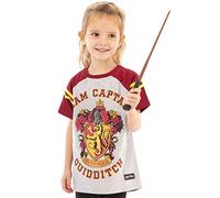 Harry Potter T-Shirt Quidditch Team Captain Girl's Raglan Kids Grey Top 9-10 Anni