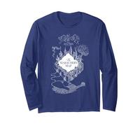Harry Potter The Marauder's Map Maglia a Manica, Unisex per Adulti, Navy, L