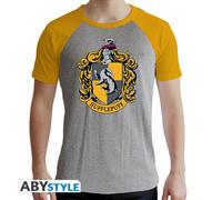 HARRY POTTER - Tshirt "Hufflepuff" man SS grey & yellow - premium