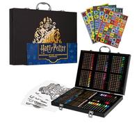 Harry Potter Valigetta Colori per Bambini, Kit Disegno e Pittura con Colori Pennarelli Matite Colorate Pastelli - Regali Bambini (Nero)