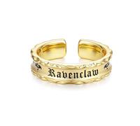 Harry Potter x FANCIME Collaboration - Ravenclaw House Ring - Golden, Sterling Silver Adjustable Ring Jewellery Gift for Women Girls Men