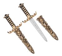 Harrycle 2 Pezzi Spade di Plastica per Halloween Spade Giocattolo di Plastica Pugnale da Pirata Spada Finta Puntelli per Donne e Uomini Oggetti di Scena Props Bomboniere per Feste Cosplay(Bronzo)