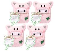 Harrycle 4 Set di Regali Fortunati Maiale Positivo con Carte di Benedizione con Quadrifoglio Regalo Ispiratore per Donne Uomini Bambini Compleanno Matrimonio Natale Laurea