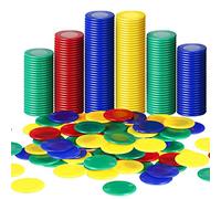 Harrycle 400 Pezzi di Fiches da Poker in Plastica Chip di Gioco Bianco 4 Colori Gioco Imparare Matematica per Bambini Conteggio Bingo Chip in Bianco (Rosso, Blu, Verde, Giallo, 0,86 Pollici)