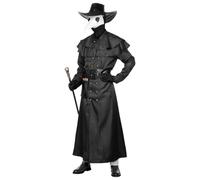 Harsever Costume medico di peste,Vestito nero con cappuccio e maschera da medico di pista, abbigliamento medico medievale, costume Halloween spaventosi per uomo (stile B, L)
