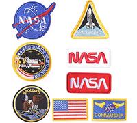 Harsgs 8 toppe ricamate della NASA, termoadesive o da cucire, per vestiti, cappelli, jeans, accessori fai da te