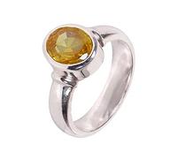 HARSHALI GEM - Anello in argento Sterling 92,5 per uomo e donna, con zaffiro giallo certificato naturale e Pukhraj da 4,00-11,00 ct, con pietra di astrologia