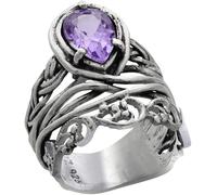 HARSHALI GEMS Anello in argento Sterling a forma di pera con zirconia cubica, ipoallergenico, senza nichel e piombo, collezione artigianale di design artigianale, 11, Argento sterling, Anello con