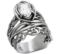 HARSHALI GEMS Anello in argento Sterling a forma di pera con zirconia cubica, ipoallergenico, senza nichel e piombo, collezione artigianale di design artigianale, 9, Argento sterling, Anello con