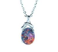 HARSHALI GEMS Collana con ciondolo in vero opale australiano in argento Sterling 925, gioiello da donna, pietra preziosa, opale nero