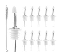 Harskiyer 10 beccucci bianchi per bottiglie di liquore, versatori in acciaio inox con beccuccio affusolato con tappi antipolvere in gomma bianca per bocca da 3/4"