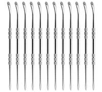 Harskiyer 12 strumenti per intagliare la cera, 10 cm in acciaio inossidabile a doppia estremità per scolpire il cucchiaio strumento per scolpire l'argilla, strumenti per scolpire la cera (argento)