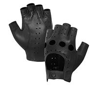 Harssidanzar Donna Guanti da guida in pelle senza dita da Mezzo dito sfoderato in montone GL012,Nero,taglia S