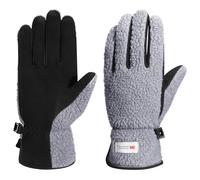 Harssidanzar Donna Inverno all'aperto Guanti in pelle caldo pile foderato da sci pelle di pecora scamosciata Guanti SL021EU,Grigio/Nero,Taglia S
