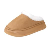Harssidanzar Donne Piattaforma Mini Stivali Pantofole Per Donne Scamosciato Breve Caviglia Pantofole Indoor Slip On Pelliccia Foderato in Pile HL210EU, Cammello, Taglia 36/37