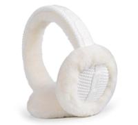 Harssidanzar Earmuffs invernali da donna, paraorecchie in pelle di pecora, paraorecchie pieghevoli, per esterni HL303EU, bianco