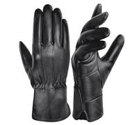 Harssidanzar Guanti da donna in pelle di pecora inverno caldo morbido foderato SL025EU,Nero,Taglia L