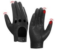 Harssidanzar Guanti da guida estivi da donna in pelle Guanti da guida touchscreen in pelle di agnello GL009EUA,Nero,taglia M