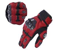 Harssidanzar Guanti da Moto in Pelle,Motociclette in pelle per uomo donna,guanti da corsa su strada con protezione per nocche Powersports KM046,Sangue di bue/nero,Taglia XL