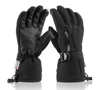 Harssidanzar Guanti da moto invernali antivento, impermeabili,caldi e rinforzati per arrampicata all'aperto Guanti da sci in cotone di alta qualità per uomo KM062EU,Nero,Taglia M