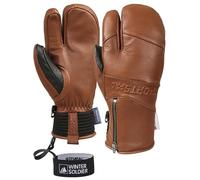 Harssidanzar Guanti da sci invernali a tre dita per uomo e donna in pelle di capra,termici e impermeabili per snowboard KM064EU,Marrone,Taglia XL