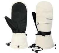 Harssidanzar Guanti da snowboard invernali da uomo impermeabili,foderati in pile antivento e isolanti con protezione per il polso integrata KM061EU,Beige,Taglia XL