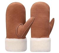 Harssidanzar Guanti del guanto delle donne,shearling della pelle di pecora riscaldato caldo del polsino del pelo per inverno freddo KL024,Cammello,taglia L