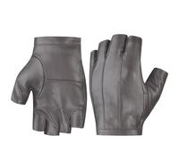 Harssidanzar Guanti di guida per gli uomini, guanti di guida in pelle senza dita sfoderati KM049EU,Grigio,L