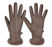 Harssidanzar Guanti Donna Invernali Termici Eleganti Pelle SL022EU, Marrone M