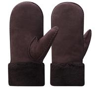Harssidanzar Guanti Donne Invernali Riscaldato caldo Cuff KL024 Marrone S